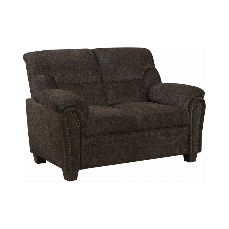 Clemintine Brown Stationary Loveseat - Ornate Home