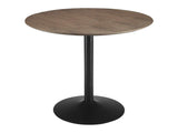 Clora Walnut & Black Round Dining Table - Ornate Home