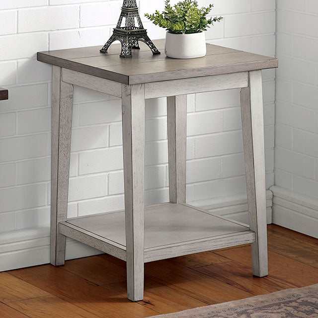 Banjar Antique White/Antique Warm Gray Side Table - Ornate Home
