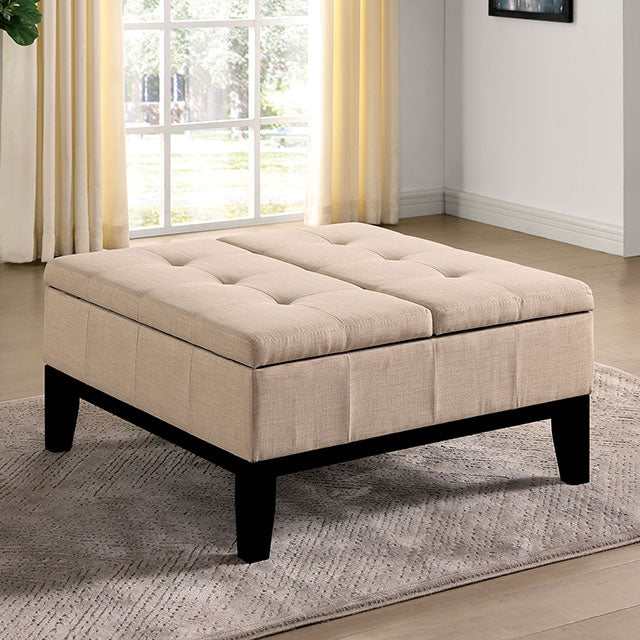 Fazio Beige Storage Ottoman - Ornate Home