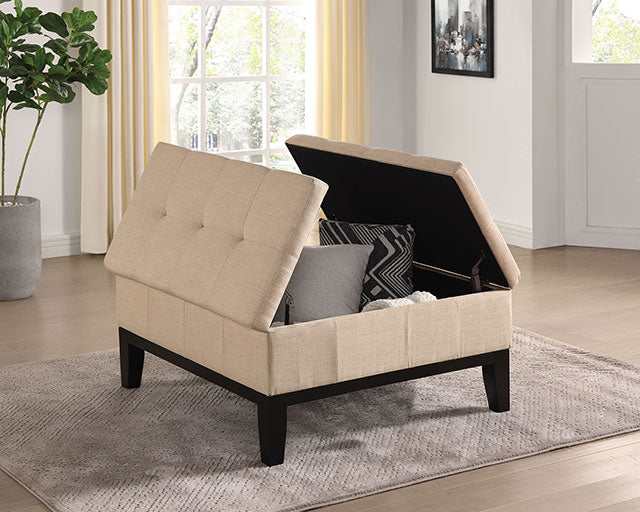 Fazio Beige Storage Ottoman - Ornate Home