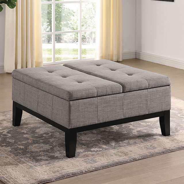 Fazio Light Gray Storage Ottoman - Ornate Home