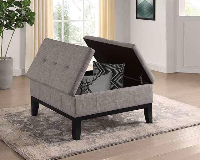 Fazio Light Gray Storage Ottoman - Ornate Home