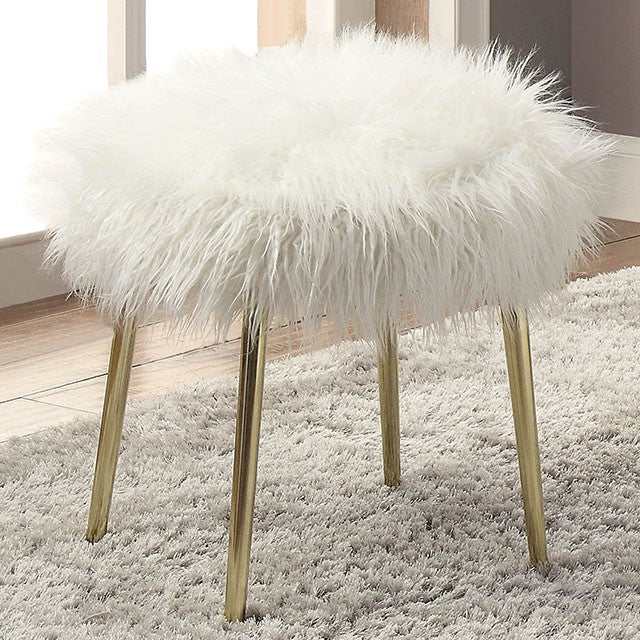 Caoimhe White/Gold Ottoman - Ornate Home