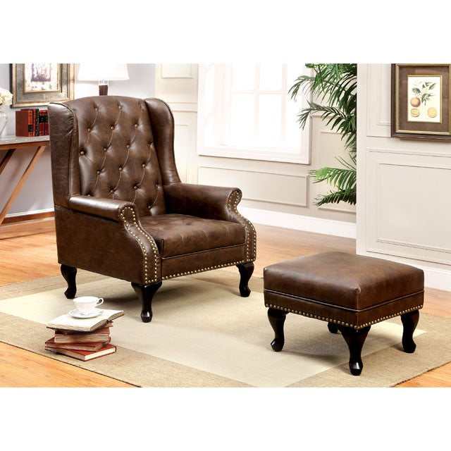 Vaugh Rustic Brown Accent Chair - Ornate Home