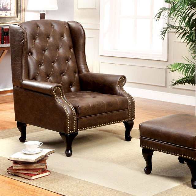 Vaugh Rustic Brown Accent Chair - Ornate Home