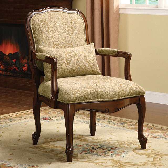 Waterville Beige/Dark Cherry Accent Chair - Ornate Home