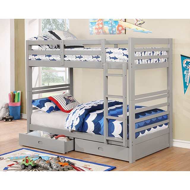 California Gray Twin/Twin Bunk Bed - Ornate Home