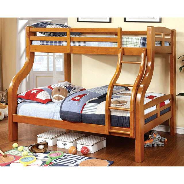 Solpine Oak Twin/Full Bunk Bed - Ornate Home