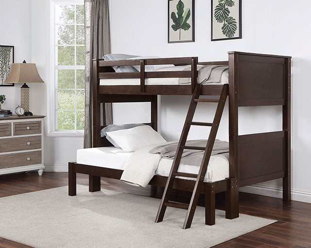 Stamos Walnut Twin/Full Bunk Bed - Ornate Home