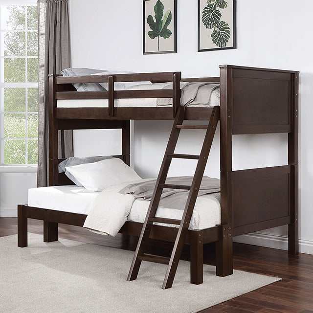 Stamos Walnut Twin/Full Bunk Bed - Ornate Home