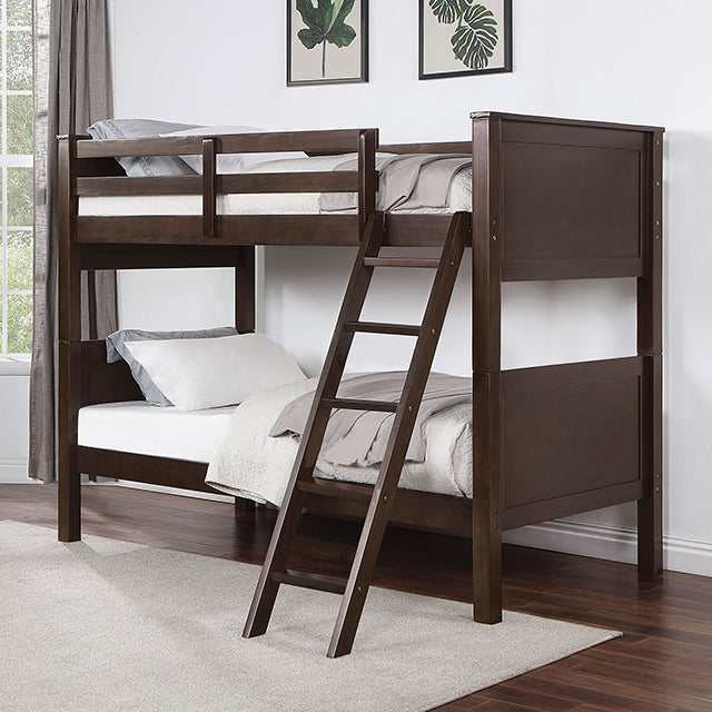 Stamos Walnut Twin/Twin Bunk Bed - Ornate Home