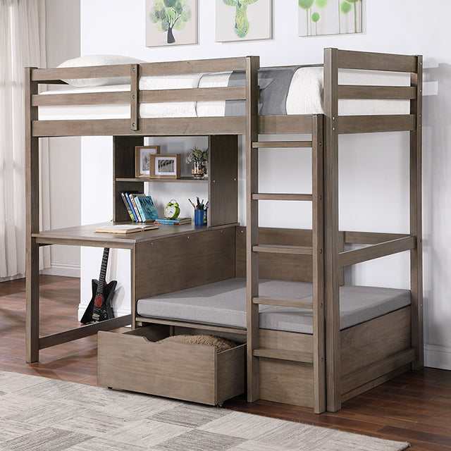 Callistus Warm Gray Twin/Workstation Loft Bed - Ornate Home