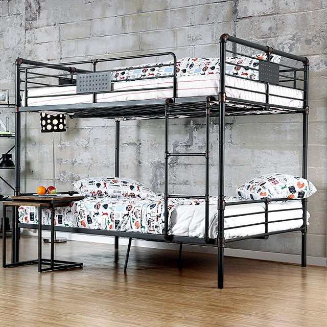 Olga Antique Black Full/Full Bunk Bed - Ornate Home