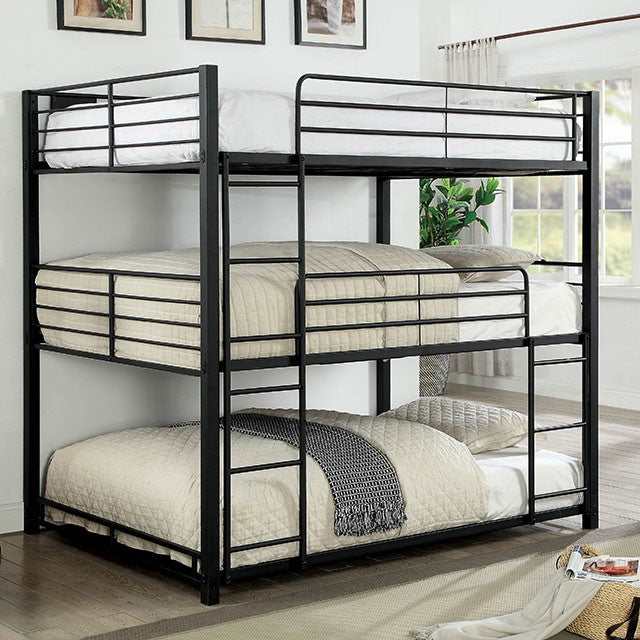 Olga Sand Black Full Triple Decker Bed - Ornate Home