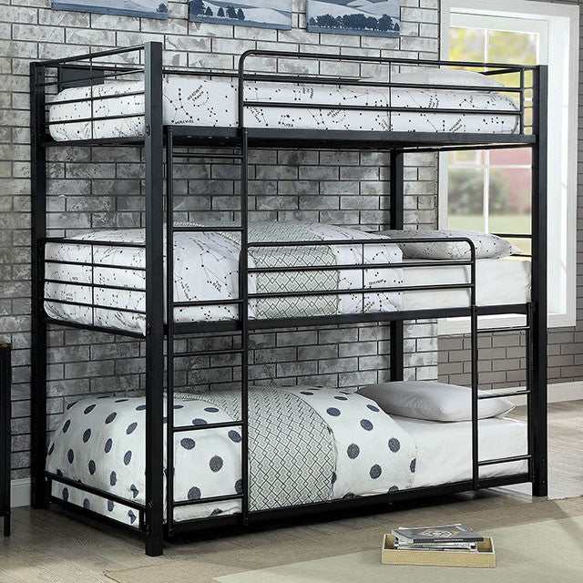 Olga Sand Black Twin Triple Decker Bed - Ornate Home