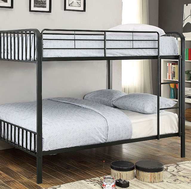 Clement Black Metal Full/Full Bunk Bed - Ornate Home