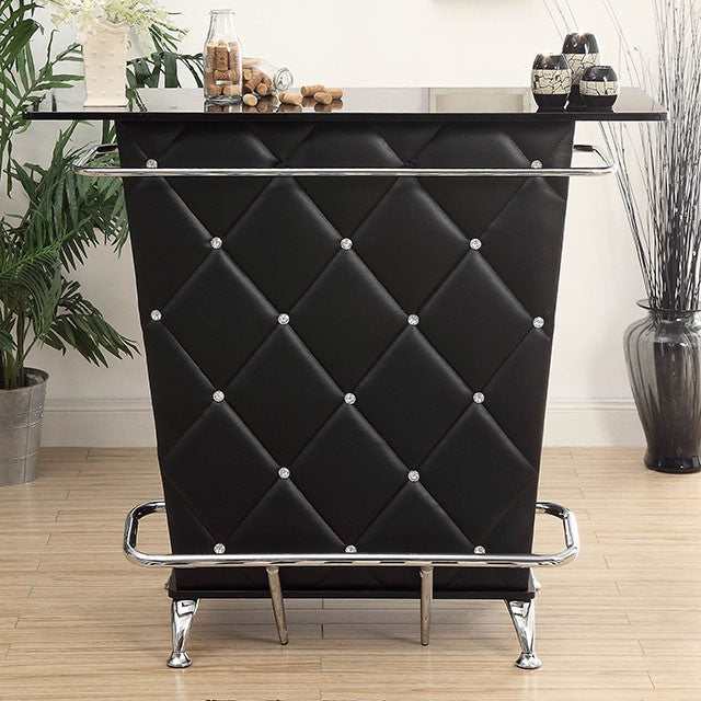 Fuero Black/Chrome Bar Table - Ornate Home