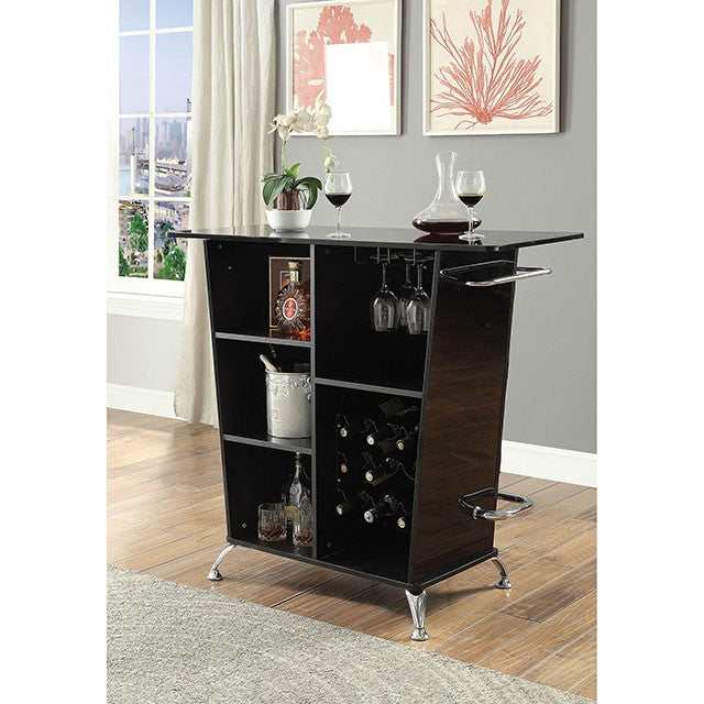 Fuero Black/Chrome Bar Table - Ornate Home