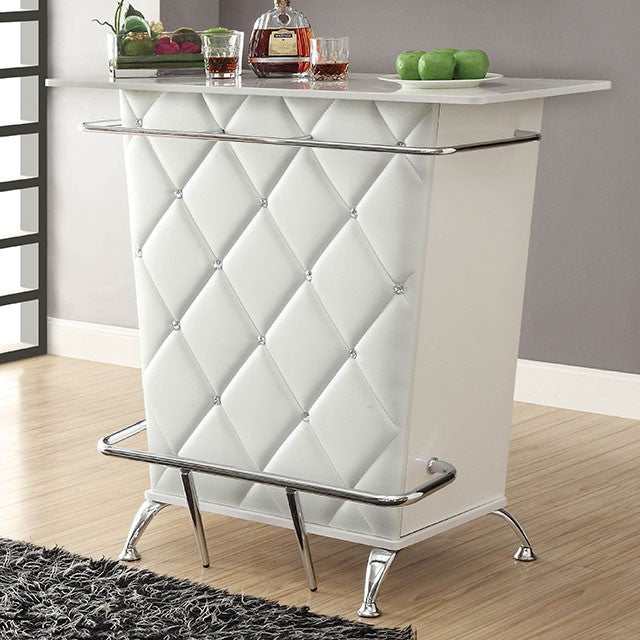 Fuero White/Chrome Bar Table - Ornate Home