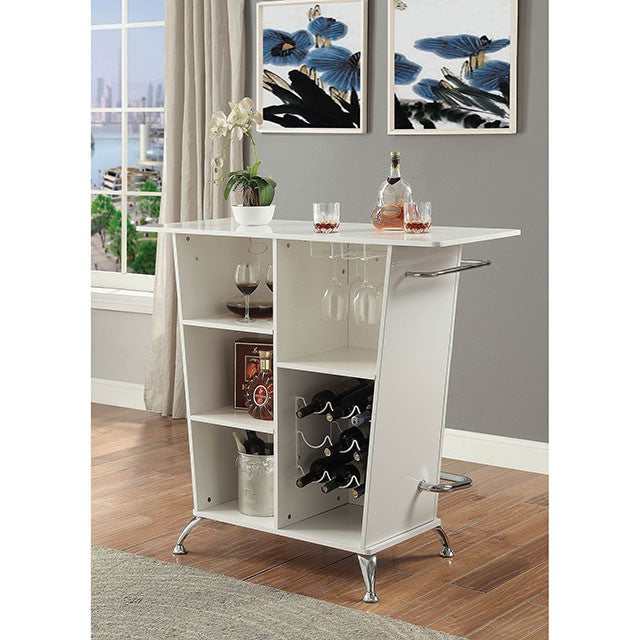 Fuero White/Chrome Bar Table - Ornate Home