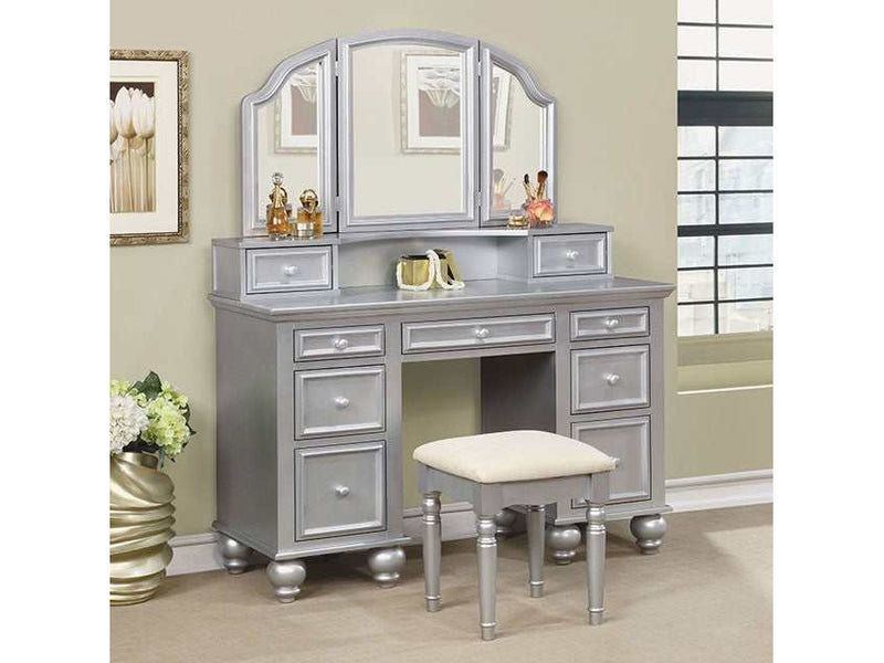 Athy Silver Vanity w/ Stool - Ornate Home