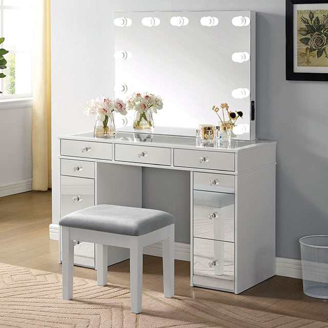 Margret White/Gray Vanity Set - Ornate Home