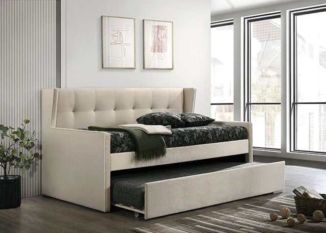Pirene Beige Twin Daybed w/ Trundle - Ornate Home