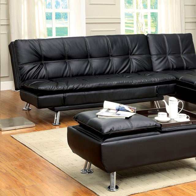 Hauser Black/Chrome Futon Sofa - Ornate Home