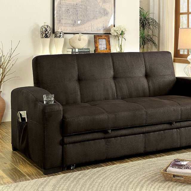 Mavis Dark Brown Futon Sofa - Ornate Home