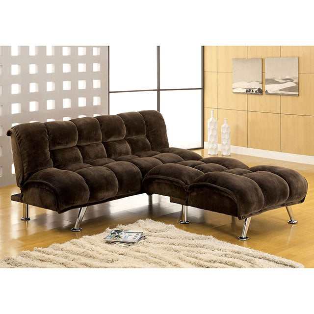 Marbelle Dark Brown/Chrome Futon Sofa - Ornate Home