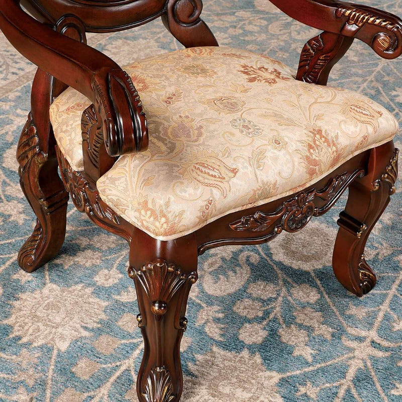 Normandy Brown Cherry & Tan Arm Chair (Set of 2) - Ornate Home