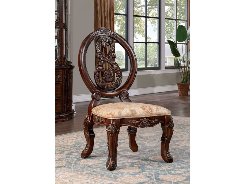 Normandy Brown Cherry & Tan Side Chair (Set of 2) - Ornate Home