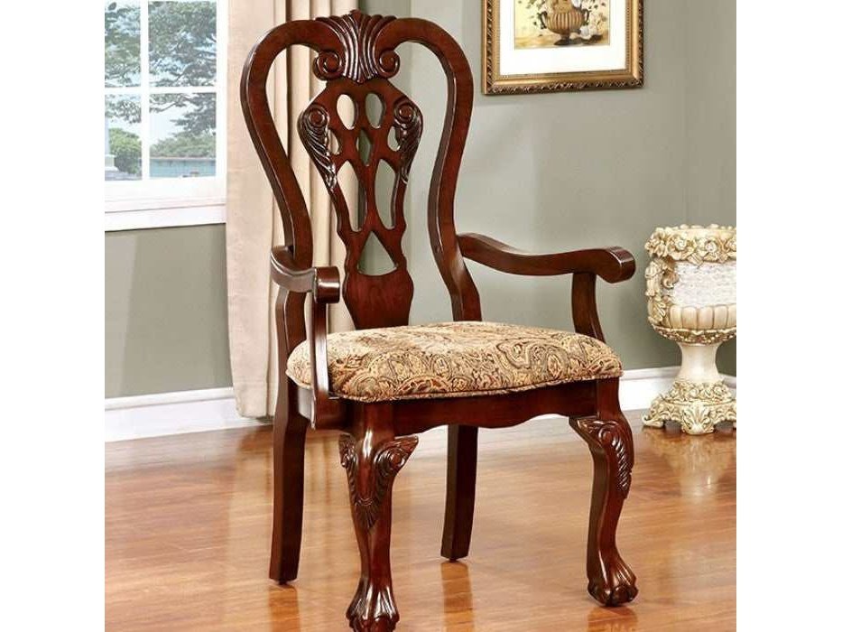 Elana Brown Cherry & Brown Dining Arm Chair (Set of 2) - Ornate Home