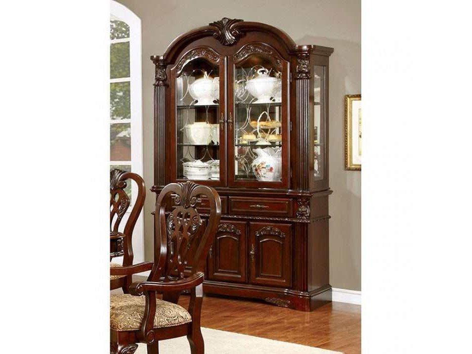 Elana Brown Cherry Curio/Hutch & Buffet - Ornate Home