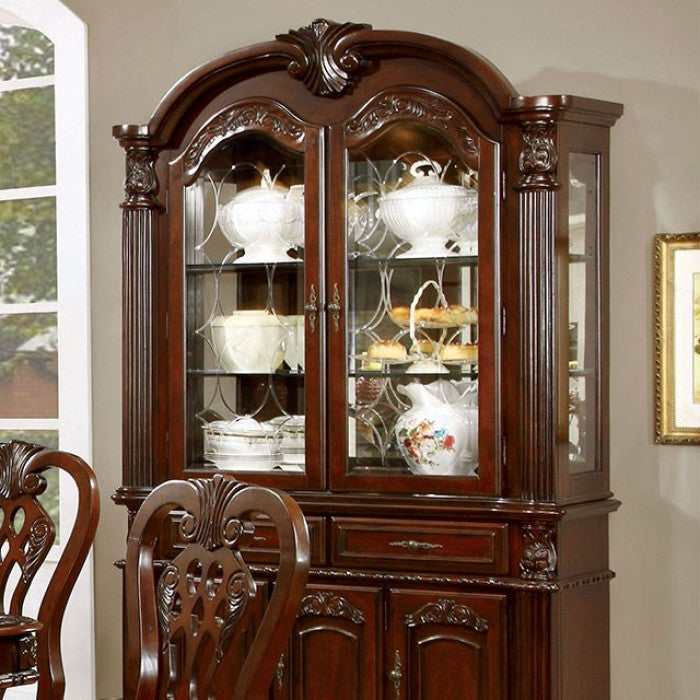 Elana Brown Cherry Curio/Hutch & Buffet - Ornate Home