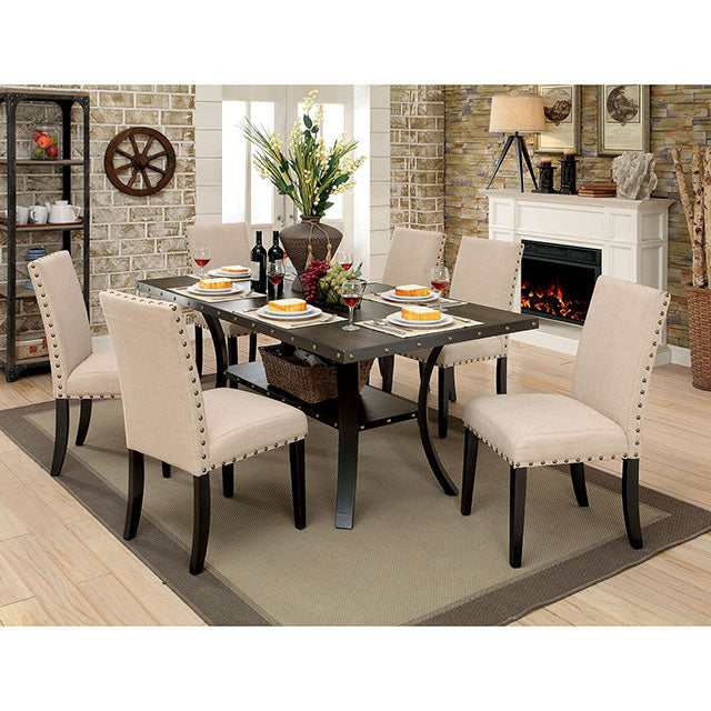 Kaitlin Light Walnut/Beige Dining Table - Ornate Home