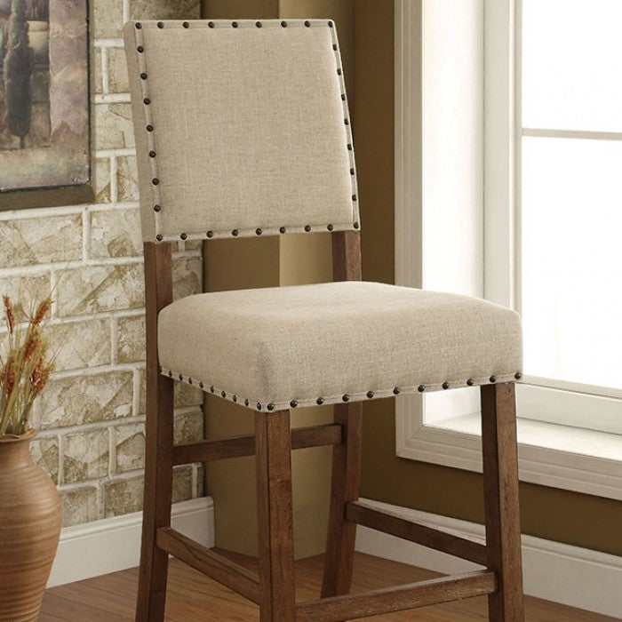 Sania Rustic Oak & Ivory Bar Chair (Set of 2) - Ornate Home