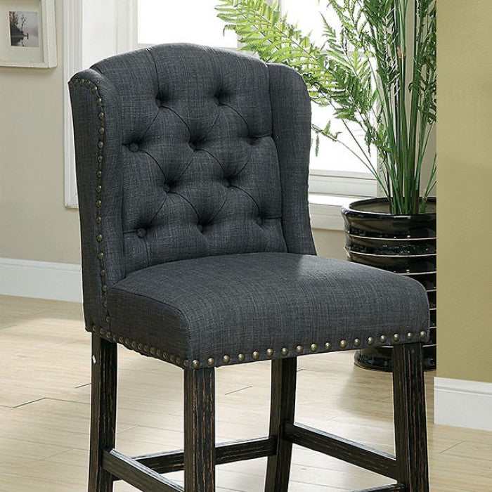 Sania III Antique Black & Gray Counter Height Dining Chair (Set of 2) - Ornate Home