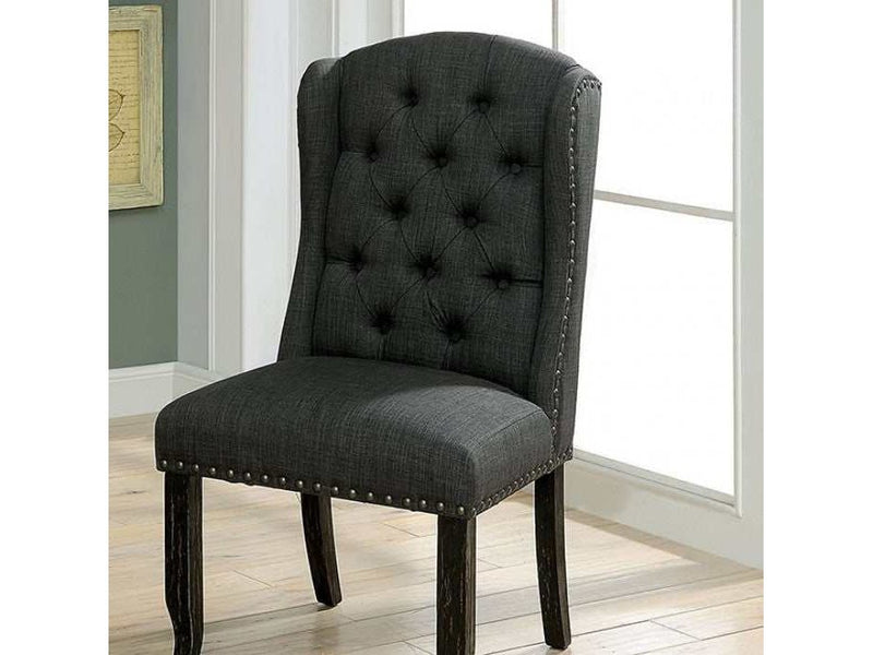 Sania Antique Black & Gray Side Chair (Set of 2) - Ornate Home