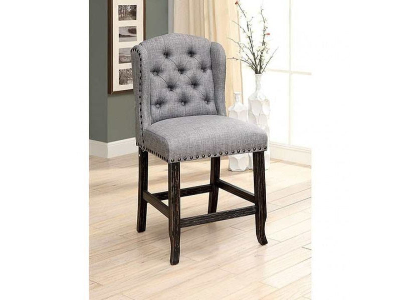 Sania III - Antique Black & Light Gray - Counter Height Dining Chair (Set of 2) - Ornate Home