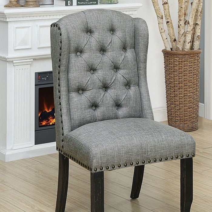 Sania III Antique Black & Light Gray Side Chair (Set of 2) - Ornate Home