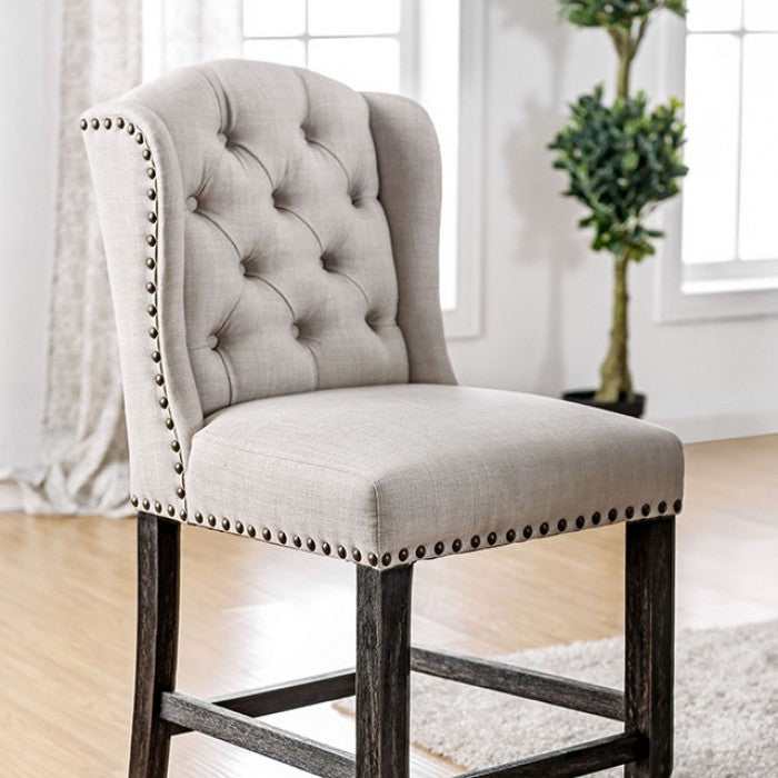 Sania III Antique Black & Beige Counter Height Dining Chair (Set of 2) - Ornate Home