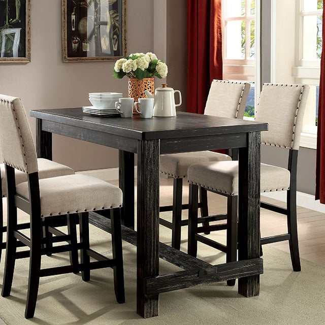 Sania Antique Black Counter Height Table - Ornate Home