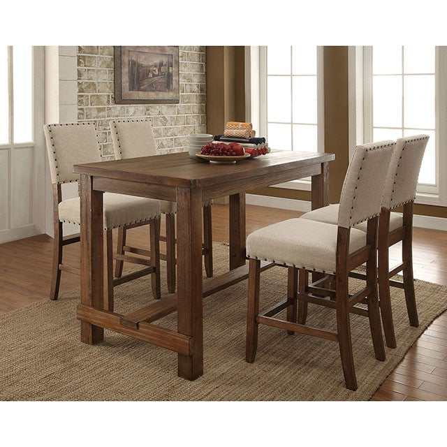 Sania Rustic Oak Counter Height Chair (Set of 2) - Ornate Home