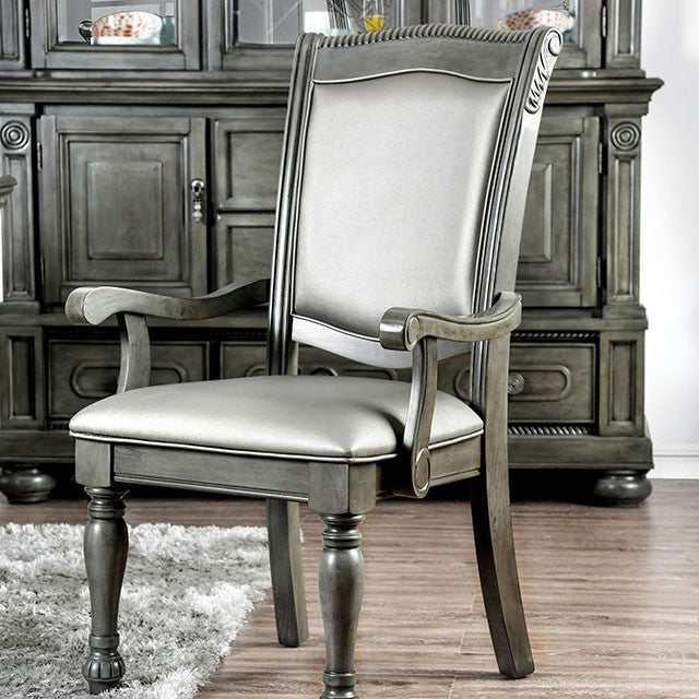 Alpena Gray/Silver Arm Chair (Set of 2) - Ornate Home