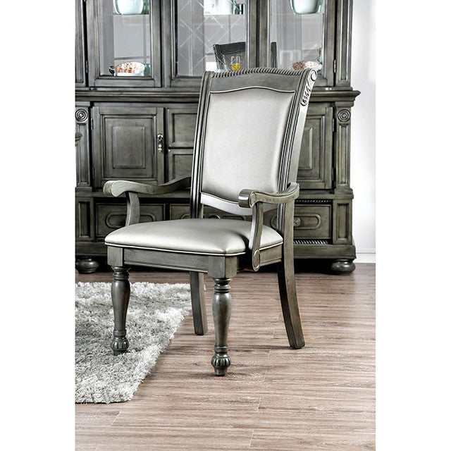 Alpena Gray/Silver Arm Chair (Set of 2) - Ornate Home