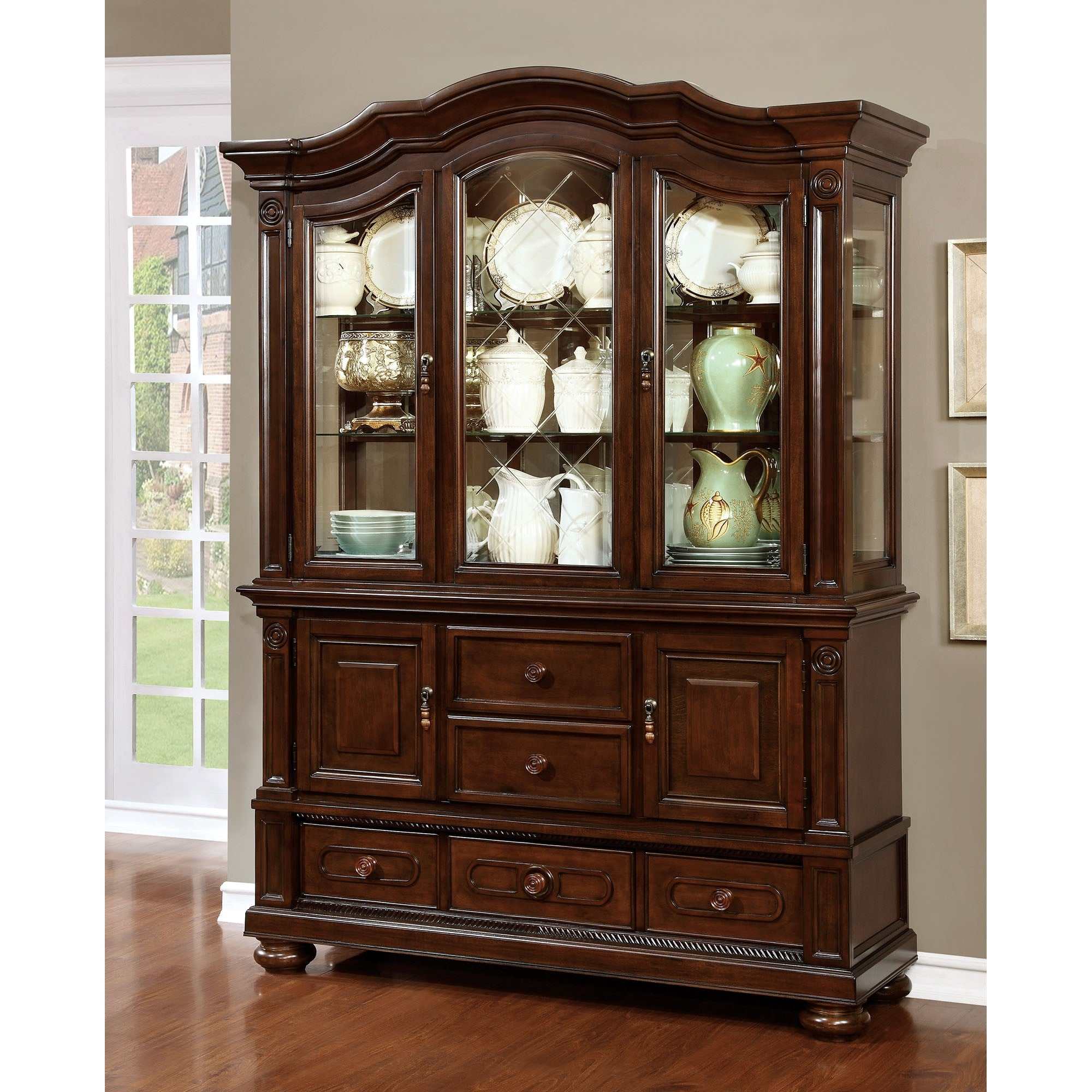 Alpena Brown Cherry Hutch & Buffet - Ornate Home