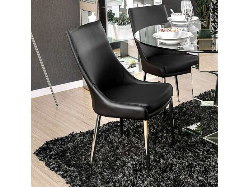 Izzy Silver/Black Side Chair (Set of 2) - Ornate Home