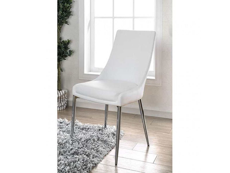 Izzy Silver Chrome & White Side Chair (Set of 2) - Ornate Home